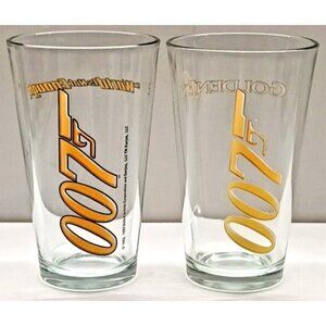 JAMES BOND 007 Movie Promotional Glass Set Of 2 Golden Eye & World Is Not Enough